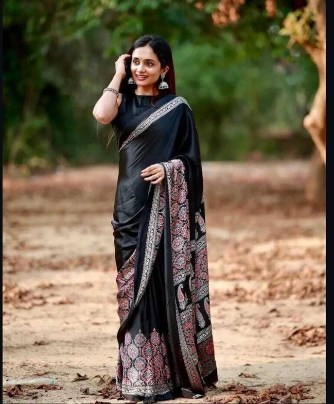 Classic Black Saree with Intricate Traditional Motif Border