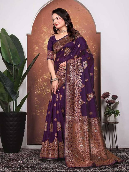 ✨ Regal Amethyst Banarasi Saree