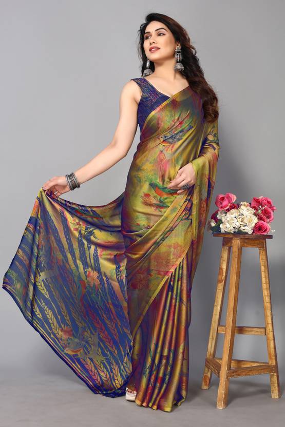 Vibrant Multicolor Artistic Print Saree with Contemporary Appeal