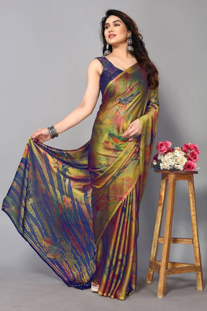 Vibrant Multicolor Artistic Print Saree with Contemporary Appeal