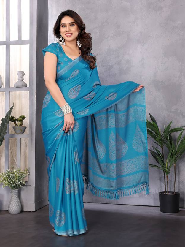 Elegant Teal Blue Woven Motif Saree with Subtle Tassel Pallu
