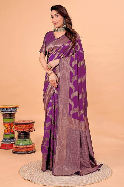 The Noir Geometric Ajrakh Fusion Saree