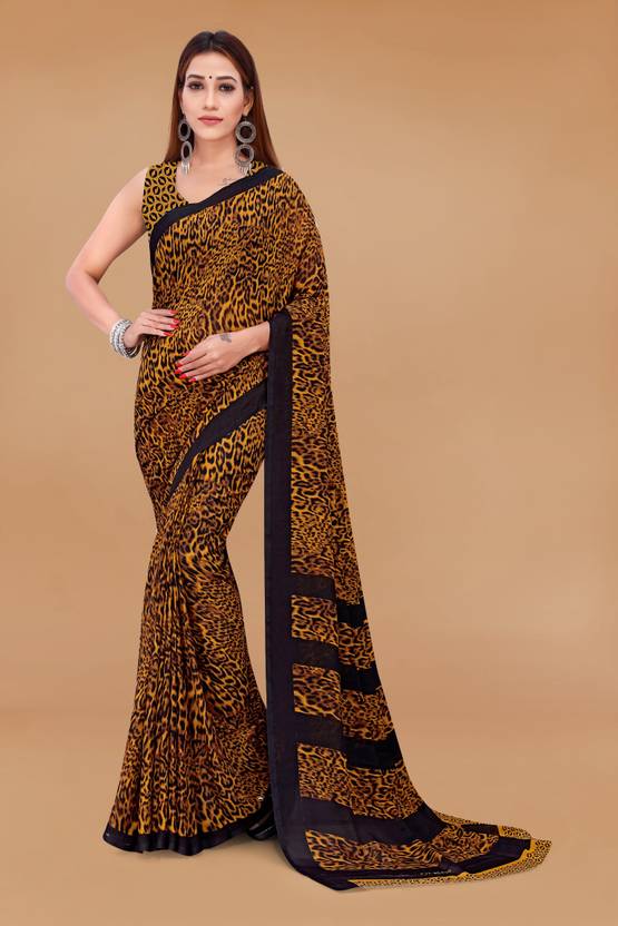 Bold Animal Print Saree with Classic Black Border