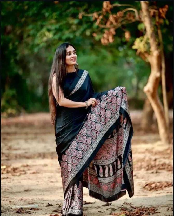 Classic Black Saree with Intricate Traditional Motif Border