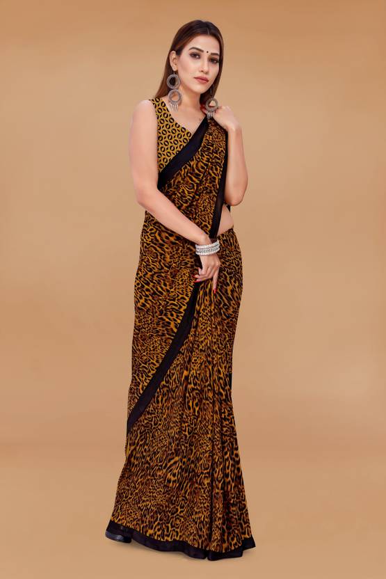 Bold Animal Print Saree with Classic Black Border