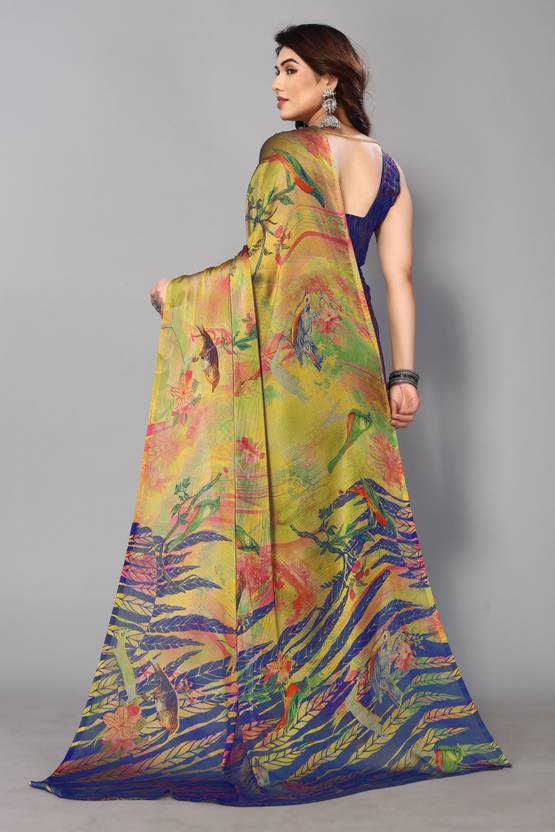 Vibrant Multicolor Artistic Print Saree with Contemporary Appeal