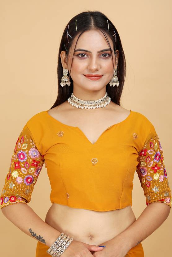 Radiant Mustard Yellow Georgette Saree with Scalloped Border