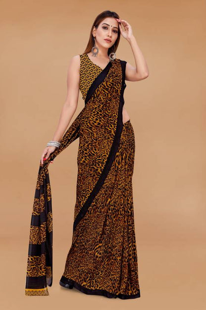 Bold Animal Print Saree with Classic Black Border