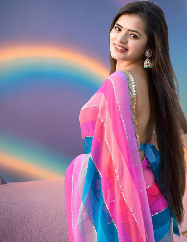 Vibrant Multicolor Striped Saree with Delicate Pearl Border