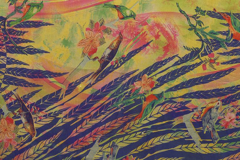 Vibrant Multicolor Artistic Print Saree with Contemporary Appeal