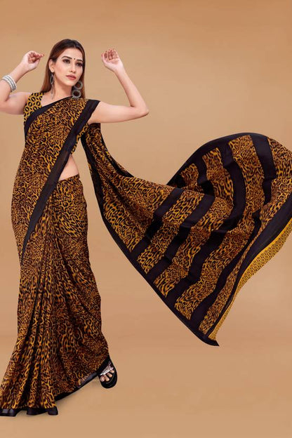 Bold Animal Print Saree with Classic Black Border