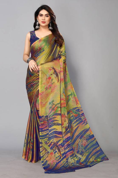 Vibrant Multicolor Artistic Print Saree with Contemporary Appeal