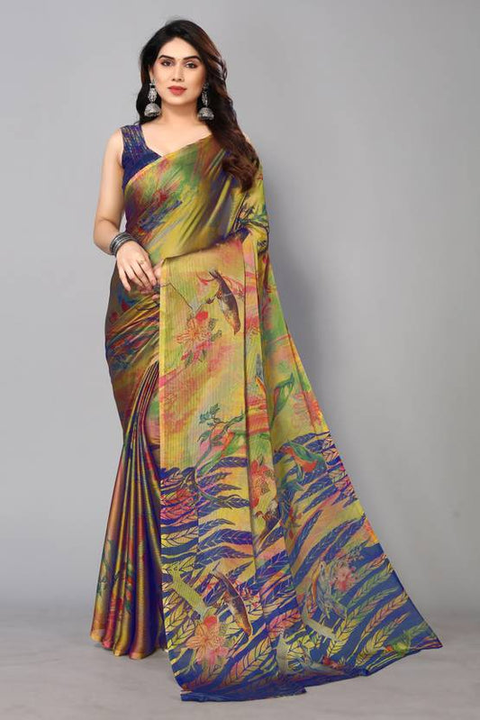 Vibrant Multicolor Artistic Print Saree with Contemporary Appeal
