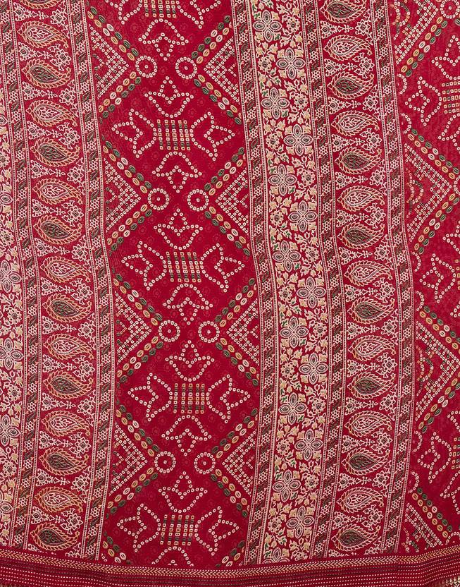Regal Maroon Bandhani Print Saree with Traditional Ethnic Patterns