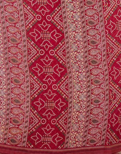 Regal Maroon Bandhani Print Saree with Traditional Ethnic Patterns