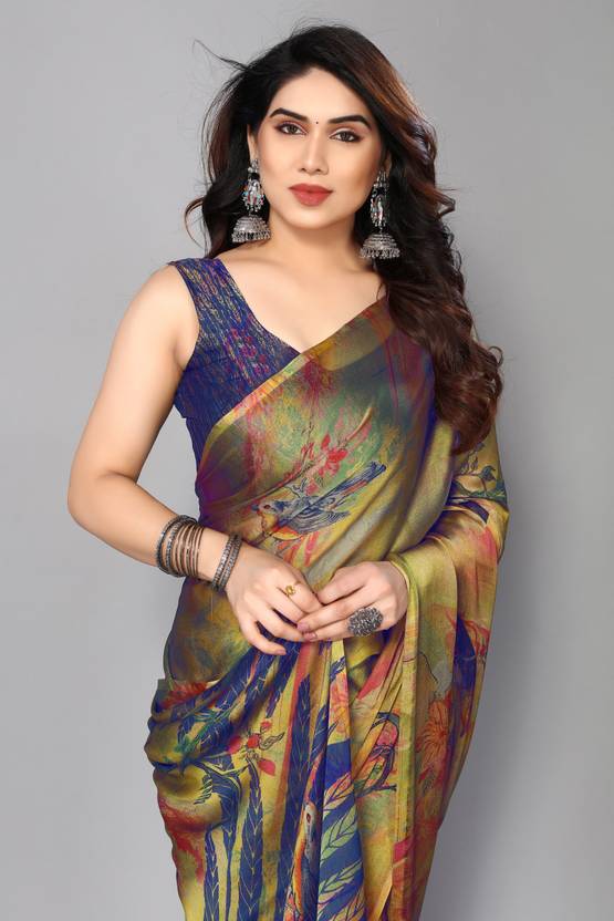 Vibrant Multicolor Artistic Print Saree with Contemporary Appeal