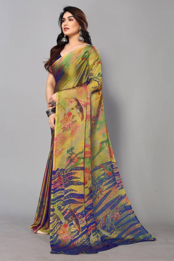 Vibrant Multicolor Artistic Print Saree with Contemporary Appeal