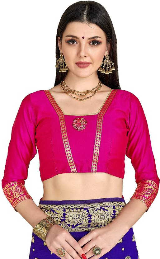 Royal Blue and Magenta Silk Saree with Rich Gold Zari Work