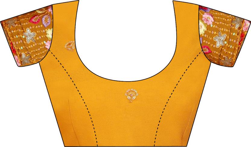 Radiant Mustard Yellow Georgette Saree with Scalloped Border