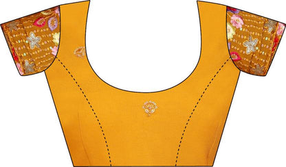 Radiant Mustard Yellow Georgette Saree with Scalloped Border