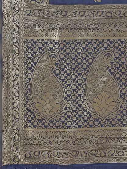 The Slate Grey Banarasi Silk Saree with Golden Zari Artistry