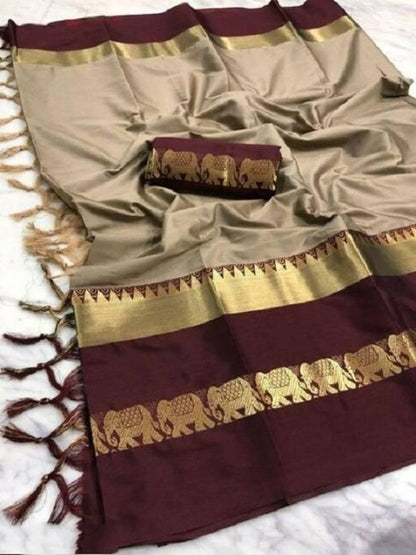 The Royal Maroon Banarasi Silk Saree with Antique Zari Work