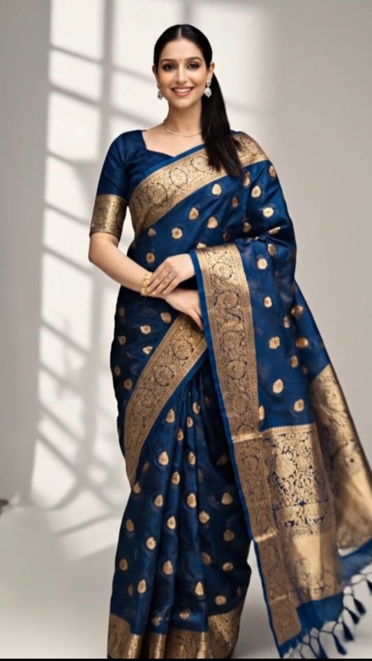 Lofawa Elegant Banarasi Jacquard Silk Saree