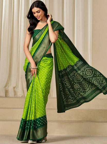 Printed bandhani silk blend