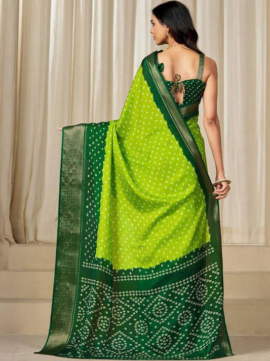 Printed bandhani silk blend