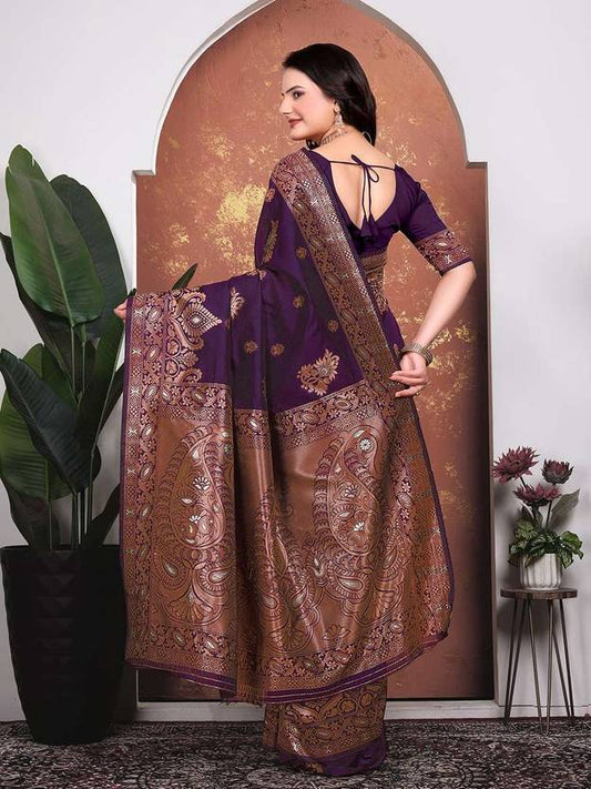 ✨ Regal Amethyst Banarasi Saree