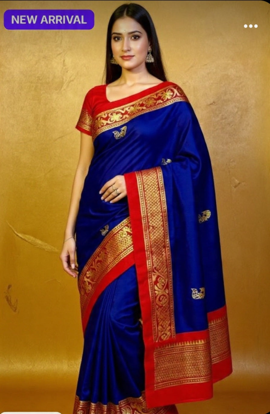 Lofawa Paithani silk saree (Navels blue)