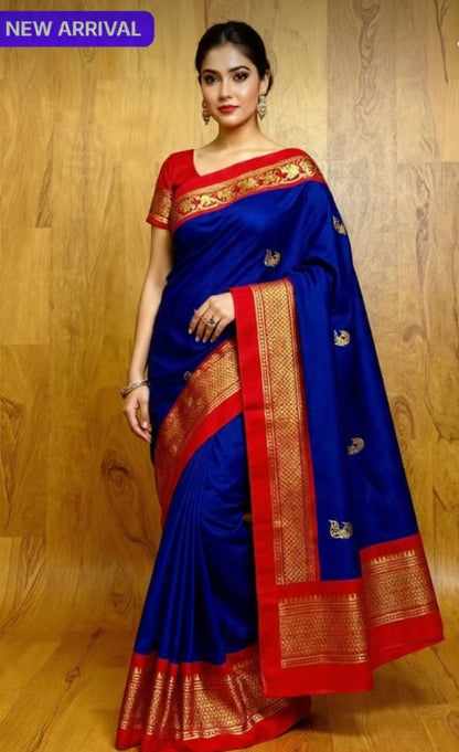 Lofawa Paithani silk saree (Navels blue)